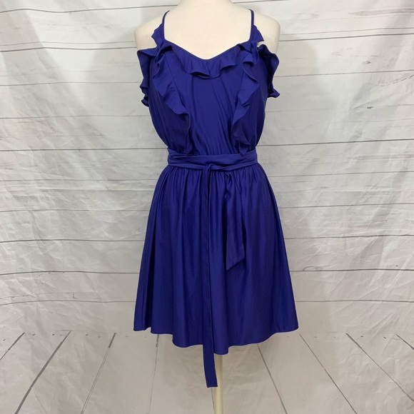 Rebecca Taylor Dresses & Skirts - Rebecca Taylor blue belted ruffle dress size 4